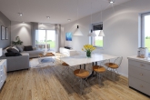 QNG-Plus Neubau EH 40 - Stadtvilla In den Dalmen - Wohn- und Essbereich KI generiert
