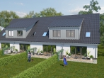 Wohnen im Grünen: Neubau von vier Reihenhäusern in Melchiorshausen - Reihenhausensemble Bollmannsdamm Rückansicht